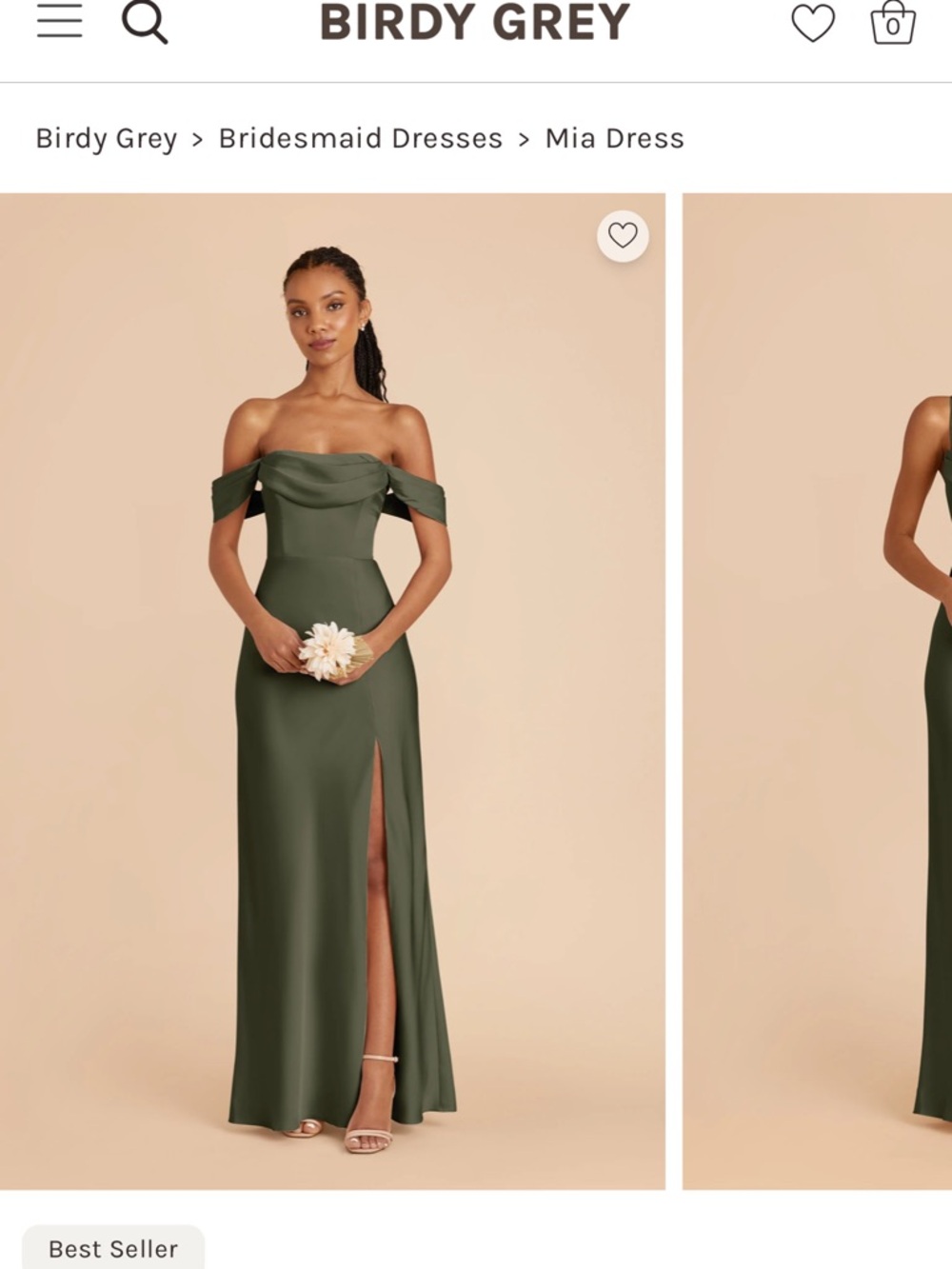 Birdy Grey Mia- convertible Olive Green matte satin Bridesmaid Gown